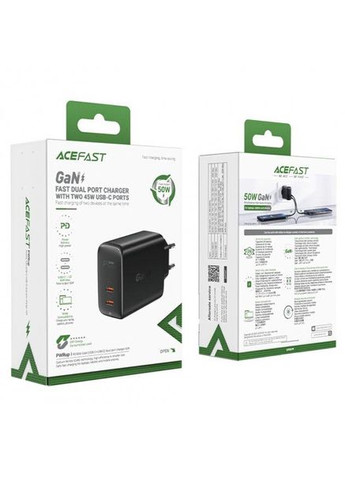Зарядное устройство с быстрой зарядкой A29 PD50W GaN |2Type-C| Acefast (337351129)