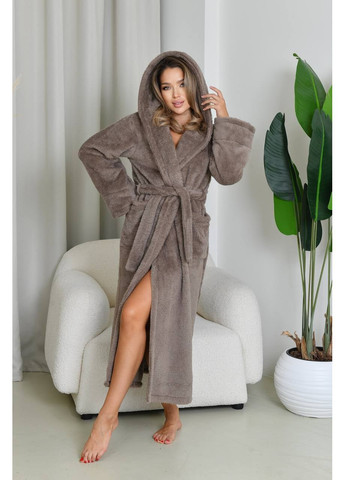 Жіночий теплий махровий халат довгий із капюшоном Nositi (365701138)