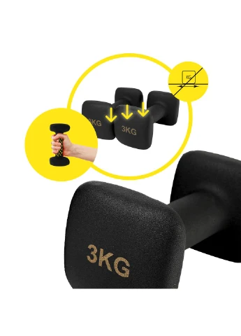 Гантелі вінілові Square 2 x 3 кг Black Cornix XR-0408 (375854824)