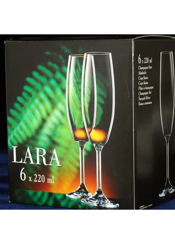 Набор бокалов для шампанского Lara 220 мл 6 шт 40415/220 Bohemia (342375424)