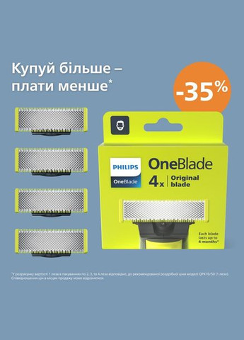 Змінні леза QP240/50 4 шт Philips OneBlade (322784947)