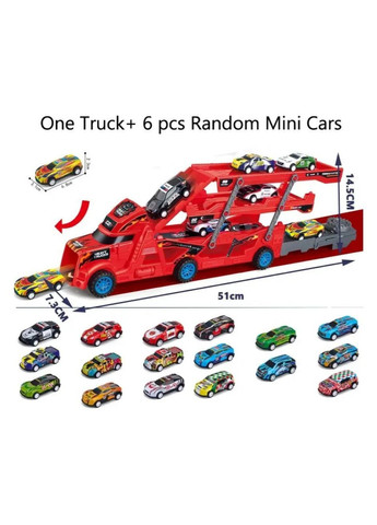 Іграшковий автовоз з 6 машинками, пусковим механізмом та треком, пластиковий набір для дітей від 3 років No Brand (364191266)