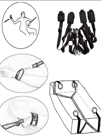 Набір для фіксації тіла на ліжко бдсм фіксатори для прив'язування до ліжка No Brand (327095169)