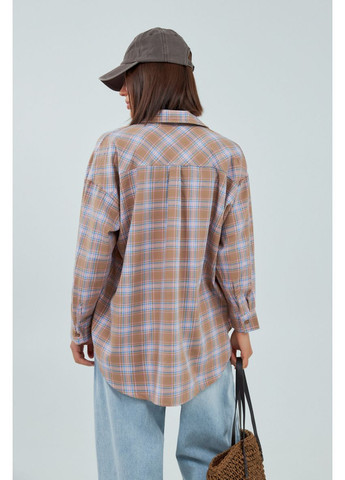 Кофейная классическая рубашка в клетку Lurex