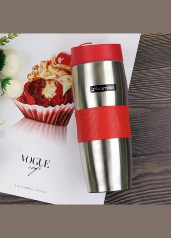 Термокружка 380 мл з нержавіючої сталі з силіконовим кільцем (кольори mix) Kamille (303210735)