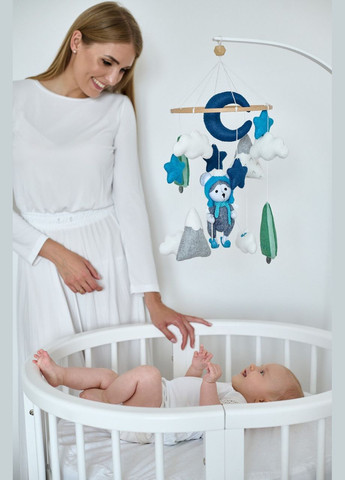 Дитячий музичний мобіль на ліжечко для немовлят WooolyWool «Вовчик на лижак» з 35 мелодіями No Brand (342758016)