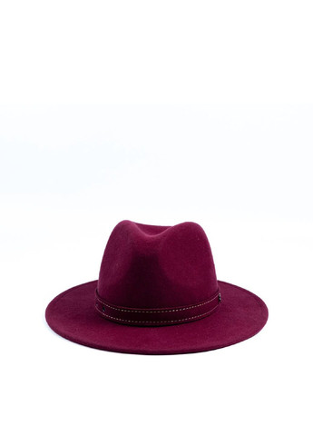 Капелюх федора жіночий з ремінцем фетр бордовий МЕДОУ LuckyLOOK 574-342 (322790241)