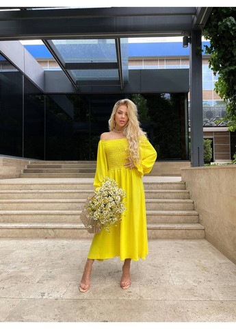 Желтое женское платье креп модель 237 жёлтый Україна