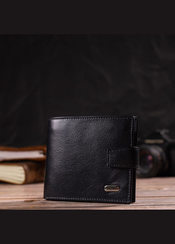 Удобный мужской кошелек из натуральной гладкой кожи 21877 Черный Canpellini (331913487)