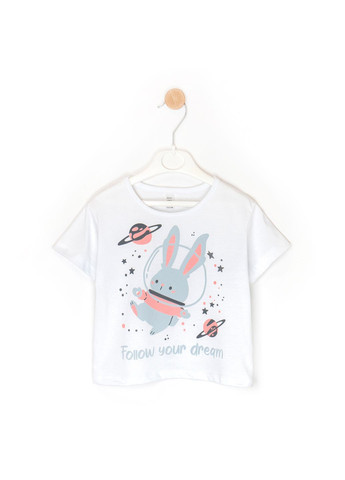 Рожева всесезон піжама для дівчинки 3 в 1 футболка шорти штани з принтом кролика space bunny dexter's