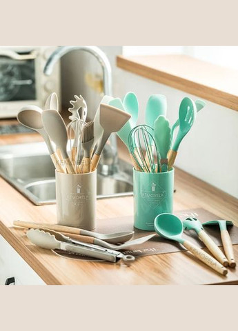 Набор кухонных принадлежностей 12 предметов Kitchen силиконовая утварь для кухни Green Top Kitchen (297869201)