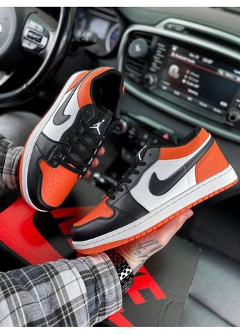 Черные демисезонные кроссовки мужские nike air jordan 1 low orange white black найк аир джордан No Brand