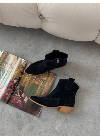 Зимние стильные женские козаки казаки No Brand без декора из натуральной замши