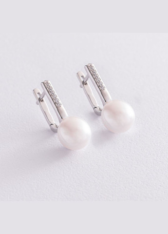 Срібні сережки з перлами і фіанітами 2453/1рPWT Oniks (264023779)