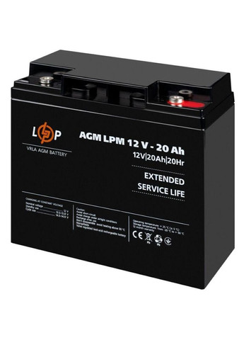 Акумулятор 12 V 20 Ah LPM, кислотний під болтове кріплення М5/Акумуляторна батарея/Акумулятор до джерела AGM (370259601)