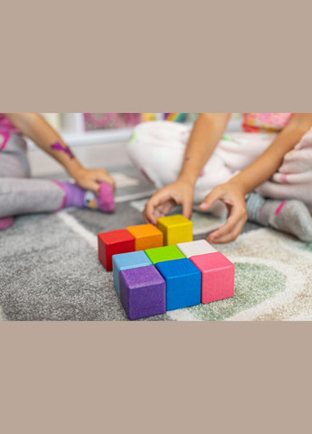 Дитяча іграшка "Кубики" 9 шт різнокольорові 4х4 см з екологічного натурального дерева HM furnitura (330605639)
