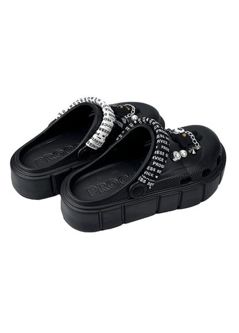 Кроксы женские с джибитсами на платформе черные 10520-1 Progres (318815587)