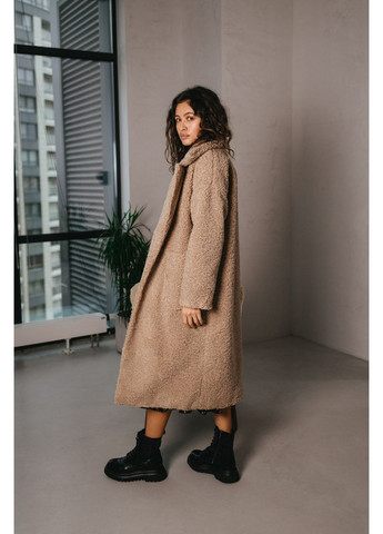 Кофейное зимнее Пальто-шуба 2026.5296 Seventeen