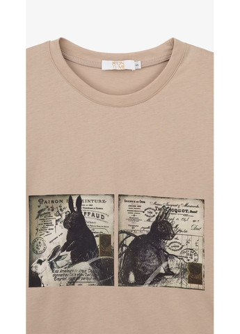 Футболка с принтом женская 241012-BP Бежевый shop (2000990901019) On me - (360729710)
