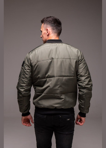 Оливковая (хаки) демисезонная утепленная куртка бомбер Vakko