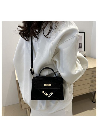 Жіноча сумка 6209 крос-боді на ремінці бархатна велюрова замшева чорна No Brand (313235518)