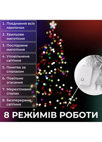 Гирлянда Нить 171 LED длина 16 метров прозрачная, мультиколор No Brand (366221563)