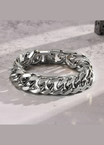 Мужской серебряный браслет стальной, мужская цепочка на руку 12 мм No Brand (328048523)
