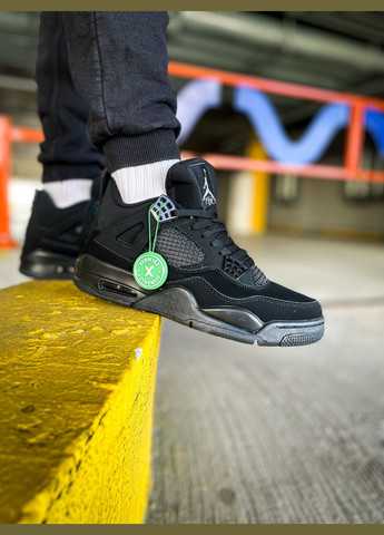 Черные демисезонные кроссовки мужские и женские nike jordan retro 4 black cat | найк джордан ретро 4 черные No Brand
