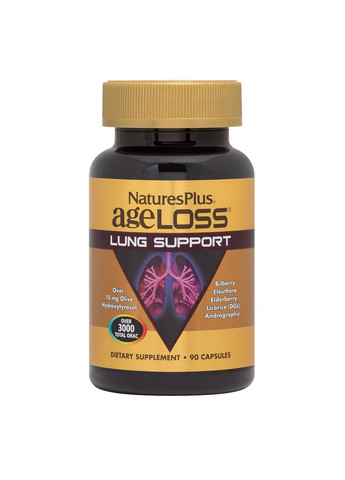 Витамины и минералы AgeLoss Lung Support, 90 капсул Natures Plus (293480287)