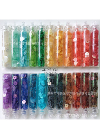 Набір паєток 5 мм, 12 кольорів у баночках на стрічці | Для творчості та декору No Brand (366197688)