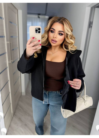 Черное Повседневный, Классическое, Кэжуал пулупальто женское с высоким воротником Style Point однотонное