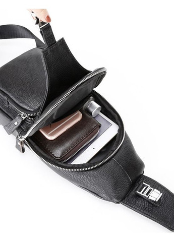Чоловіча шкіряна сумка-слінг чорна MK-96303 Tiding Bag (336551896)