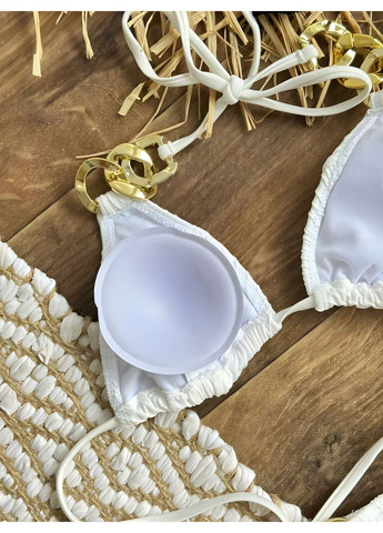 Белый летний женский летний черный раздельный купальник на завязках. раздельный No Brand