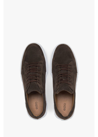 Коричневі кеди низькі, колір коричневий Estro