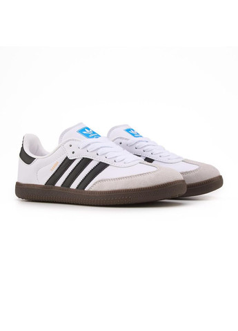 Чорні Осінні кросівки чоловічі adidas samba white black gum адідас самба No Brand