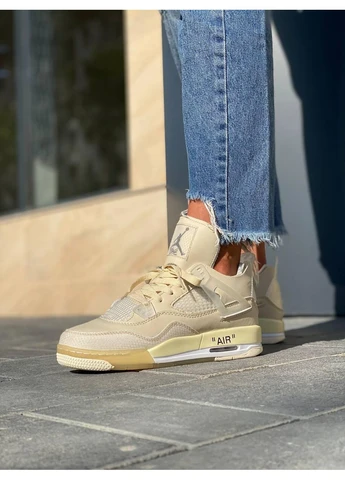 Білі літні кросівки nike air jordan retro 4 beige white найк аір джордан No Brand