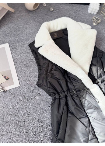 Жилетка плащівка Лаке,силікон 200,хутро кролик,пояс на затяжці,з кишенями Україна (358901525)