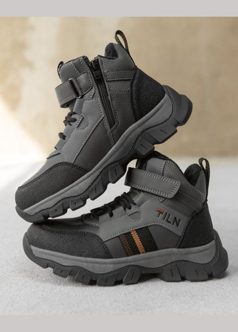 Графітові осінні дитячі черевики grey/black No Brand