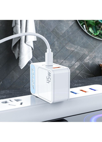 Мережевий зарядний пристрій A839 45W PD QC (UCB C+A) 2в1 Type-C + Type-C- білий Aspor (368561012)