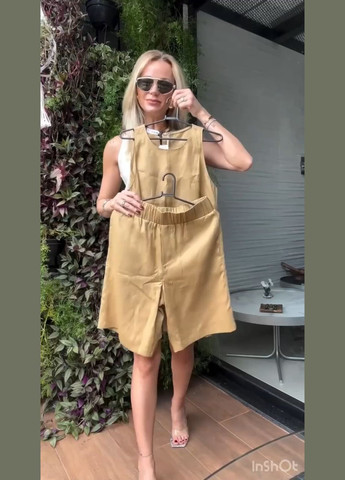 Жіночий костюм з льону майка та шорти MonCher (330752391)