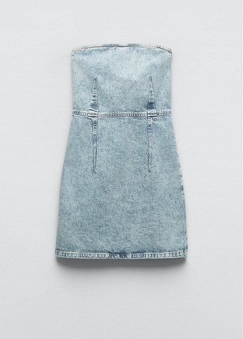 Голубое джинсовое платье Zara однотонное