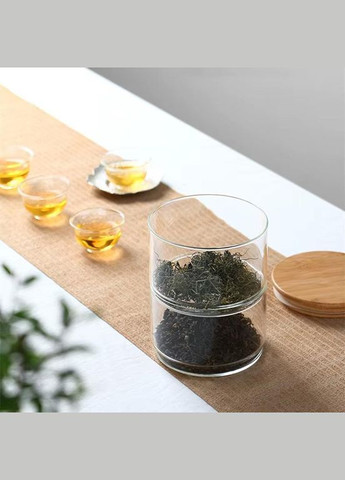 Набор 4 стеклянных емкостей Cadassi 400мл для хранения продуктов с бамбуковой крышкой S&T (330137734)