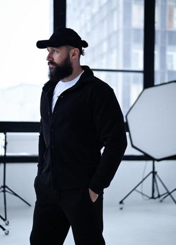 Черный демисезонный костюм флис полар No Brand