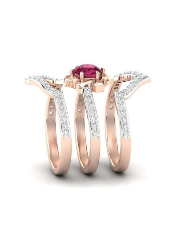 Женские парные кольца парные обручальные кольца набор 3 шт. Сансет золотистое р. 19.5 Fashion Jewelry (285814466)