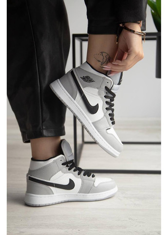 Серые зимние кроссовки мужские nike air jordan 1 grey fur 2.0 найк аир джордан No Brand