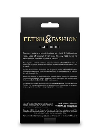 Капюшон-маска на все лицо кружевной Fetish & Fashion Lace Hood чёрный Ns Novelties (330823282)