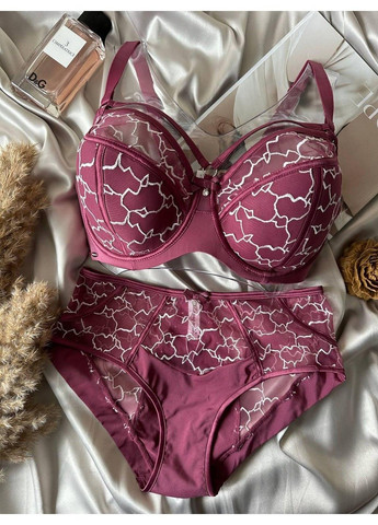 Бордовый женское нижнее белье с портупеей бордовое комплект Lanny Mode