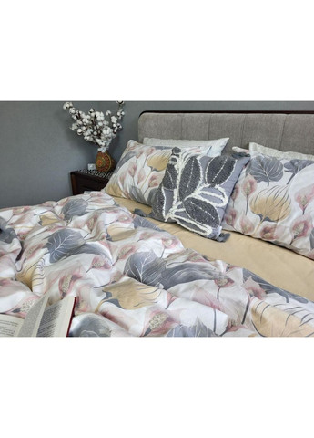 Постельное белье Антуриум/ песок, фланель(байка) Евро размер, наволочки 50/70 No Brand (363191088)