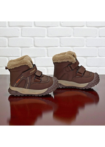 Зимові черевики для хлопчика на вовні дутики на овчині хайтопи на липучках Tom.M (363988560)