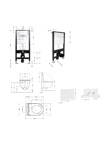 Готове рішення для ванної кімнати: підвісний унітаз Swan Rimless 520x360x320 + комплект інсталяції Standard (кругла клавіша Qtap QT16335178W51634 (400531142)
